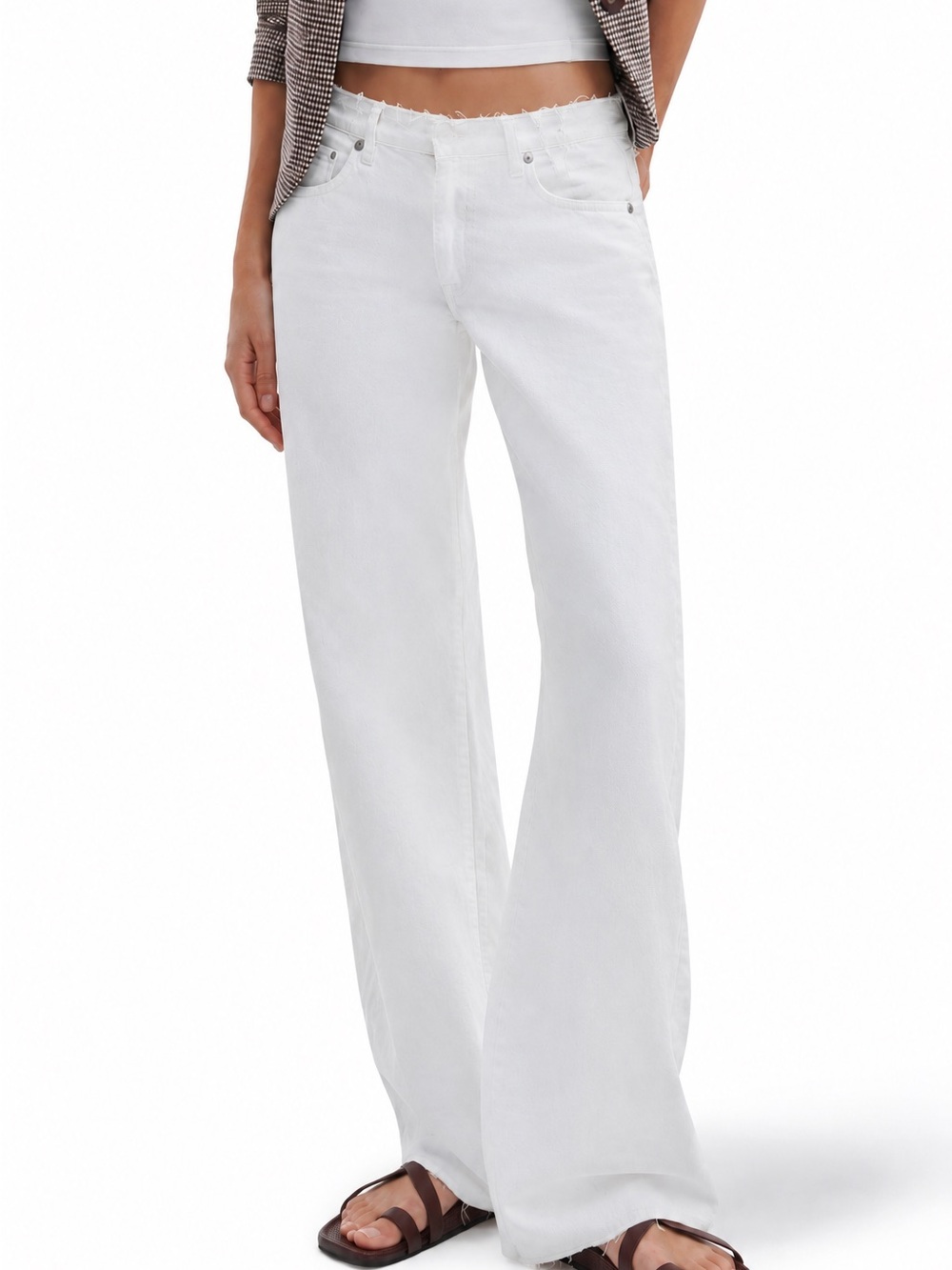 rag & bone White Flare Leg Frayed Waist Jeans - 30